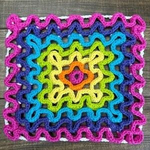 Multi Color Wavy Wiggly Trivet Hot Pad Handcrafted Crochet by Seller Cotton